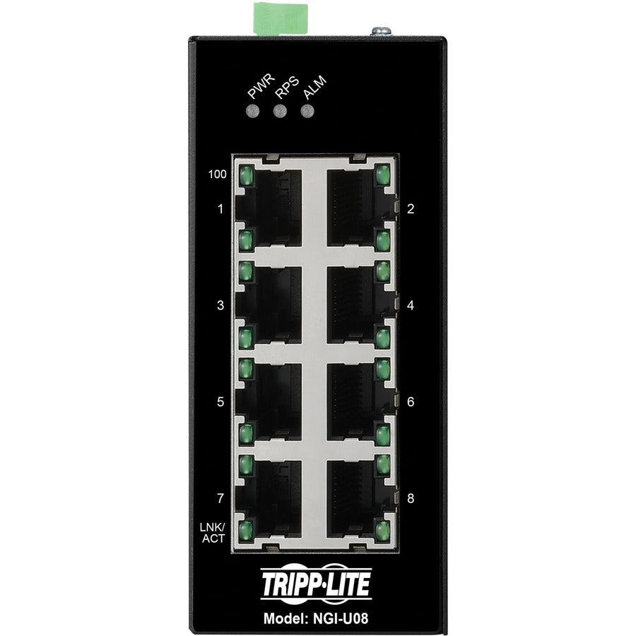 Tripp Lite Ngi-U08 8-Port Unmanaged Industrial Gigabit Ethernet Switch - 10/100/1000 Mbps, Din Mount