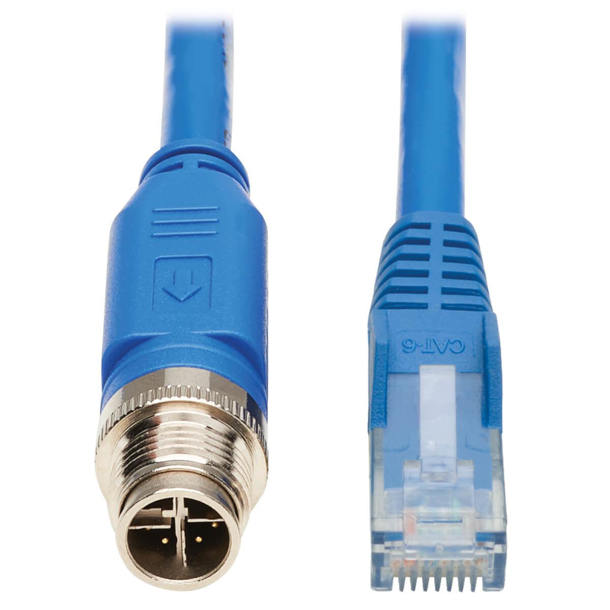 Tripp Lite Nm12-602-01M-Bl M12 X-Code Cat6 1G Utp Cmr-Lp Ethernet Cable (M12 M/Rj45 M), Ip68, Poe, Blue, 1 M (3.3 Ft.)