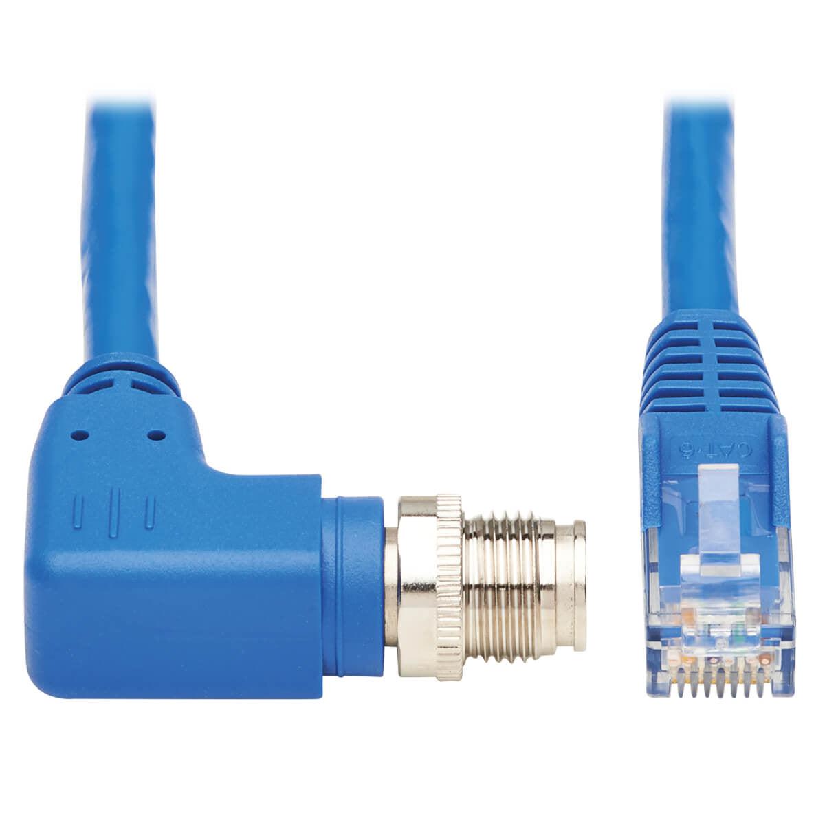 Tripp Lite Nm12-604-01M-Bl M12 X-Code Cat6 1G Utp Cmr-Lp Ethernet Cable (Right-Angle M12 M/Rj45 M), Ip68, Poe, Blue, 1 M (3.3 Ft.)