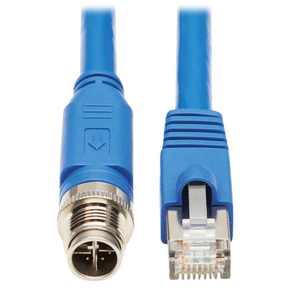 Tripp Lite Nm12-6A2-01M-Bl M12 X-Code Cat6A 10G F/Utp Cmr-Lp Shielded Ethernet Cable (M12 M/Rj45 M), Ip68, Poe, Blue, 1 M (3.3 Ft.)