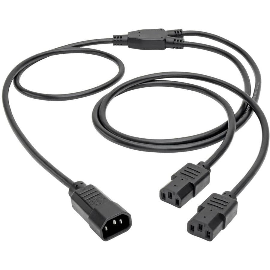 Tripp Lite P004-006-2C13 C14 Male To C13 Female Splitter, Pdu Style - C14 To 2X C13, 10A, 250V, 18 Awg, 6 Ft. (1.83 M), Black