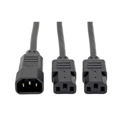 Tripp Lite P004-006-2C13 C14 Male To C13 Female Splitter, Pdu Style - C14 To 2X C13, 10A, 250V, 18 Awg, 6 Ft. (1.83 M), Black