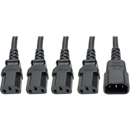 Tripp Lite P004-18N-4Xc13 Power Cord Splitter, C14 To 4Xc13 Pdu Style - 10A, 250V, 18 Awg, 18-In. (45.72 Cm), Black
