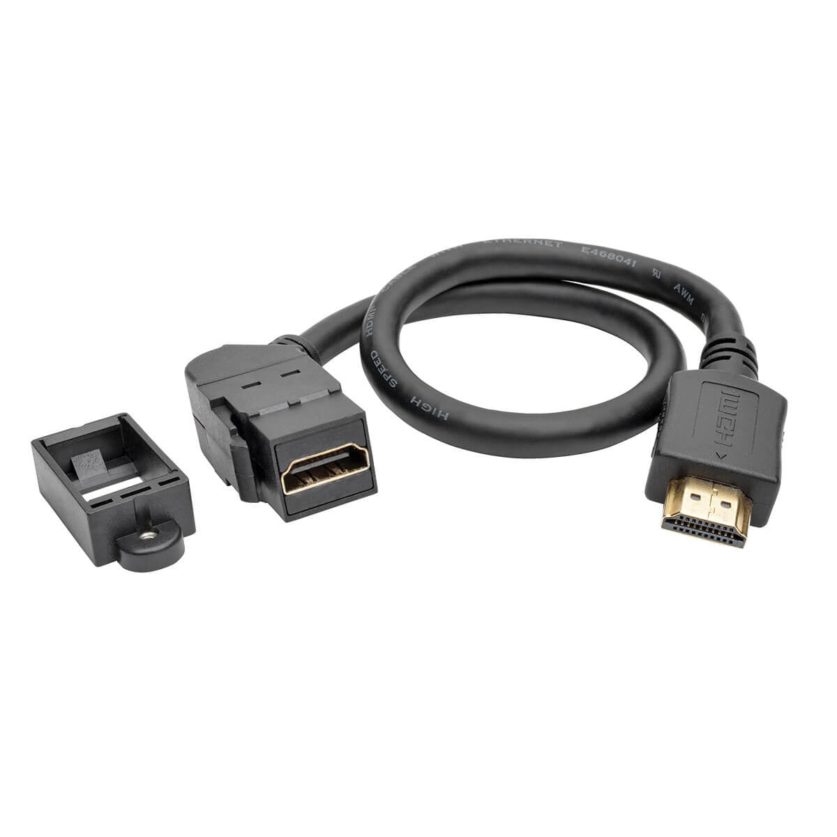 Tripp Lite P162-001-Kpa-Bk High-Speed Hdmi With Ethernet All-In-One Keystone/Panel Mount Extension Cable (M/F), Angled Connector, 1 Ft. (0.31 M)
