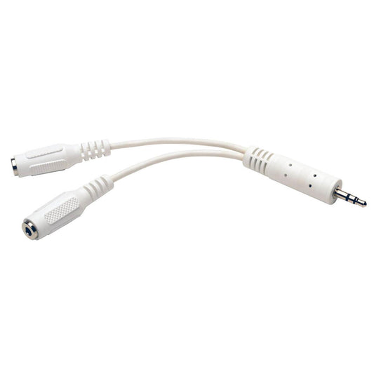 Tripp Lite P313-06N-Wh 3.5Mm Mini Stereo Cable Adapter Y Splitter For Speakers And Headphones (M To 2X F) White, 6-In. (15.24 Cm)