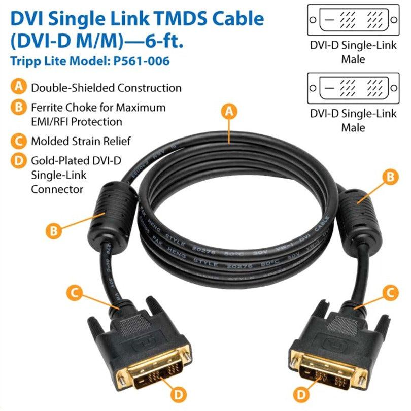 Tripp Lite P561-006 Dvi Single Link Cable, Digital Tmds Monitor Cable (Dvi-D M/M), 6 Ft. (1.83 M)