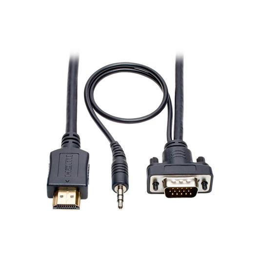 Tripp Lite P566-003-Vga-A Hdmi To Vga + Audio Active Adapter Cable (Hdmi To Low-Profile Hd15 + 3.5 Mm M/M), 3 Ft. (0.9 M)