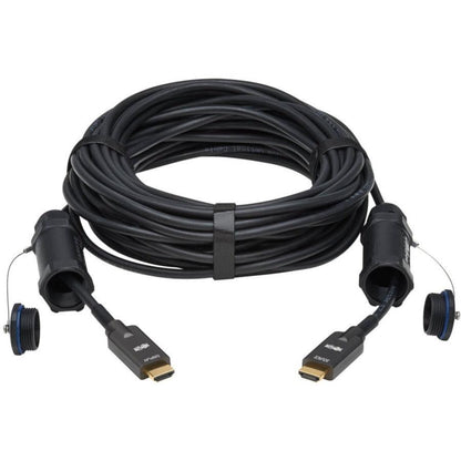Tripp Lite P568Fa-100M-Wr High-Speed Armored Hdmi Fiber Active Optical Cable (Aoc) With Hooded Connectors - 4K @ 60 Hz, Hdr, Ip68, M/M, Black, 100 M