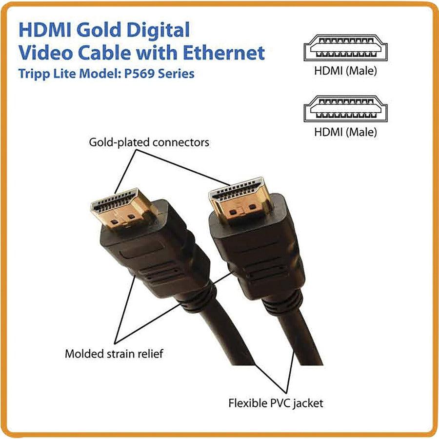 Tripp Lite P569-003 High Speed Hdmi Cable With Ethernet, Uhd 4K, Digital Video With Audio (M/M), 3 Ft. (0.91 M)