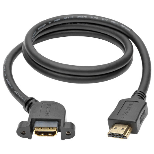 Tripp Lite P569-003-Mf-Apm High-Speed Hdmi Cable With Ethernet, Digital Video With Audio (M/F), Panel Mount, 3 Ft. (0.91 M)