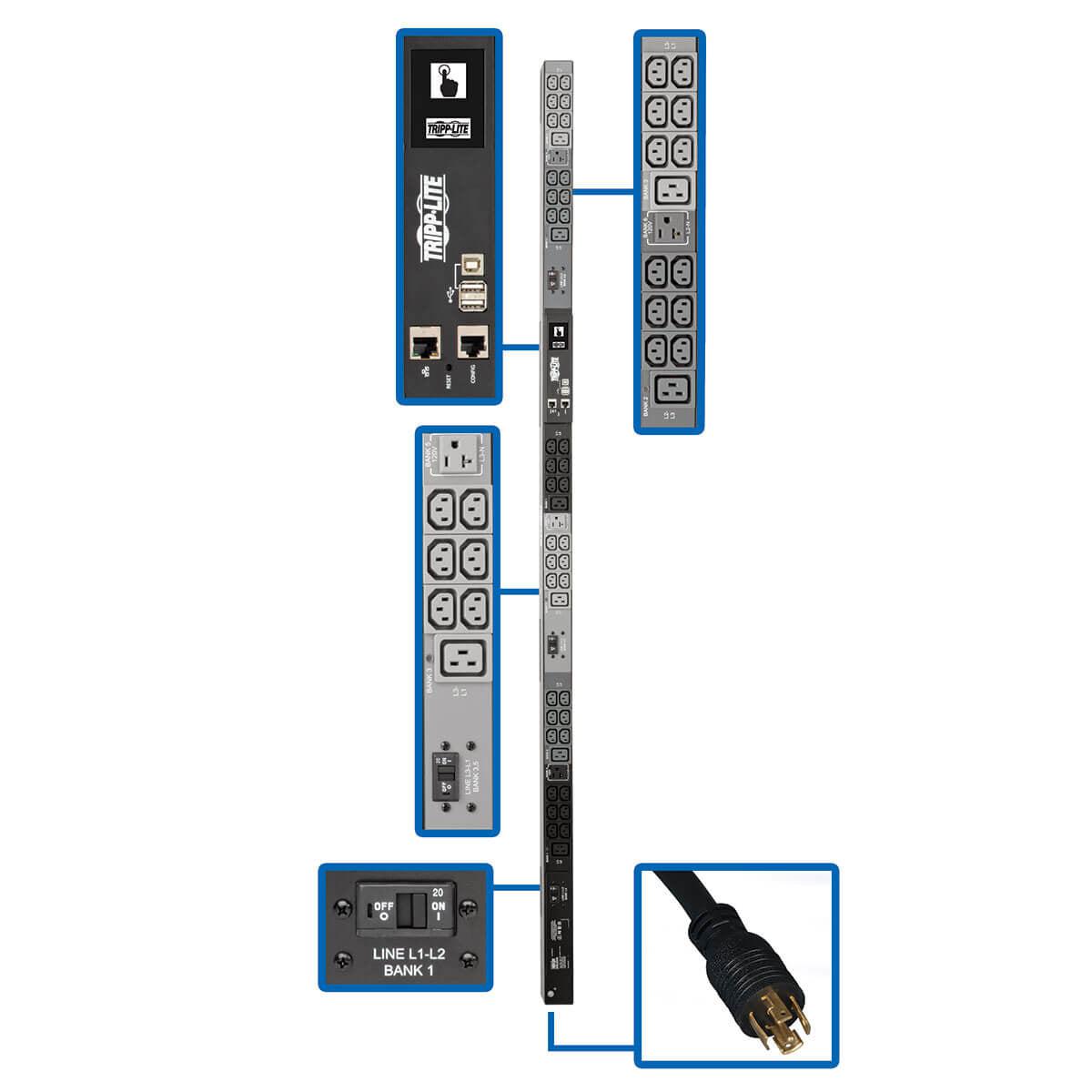 Tripp Lite Pdu3Evn10L2130 Power Distribution Unit (Pdu) 45 Ac Outlet(S) 0U Black