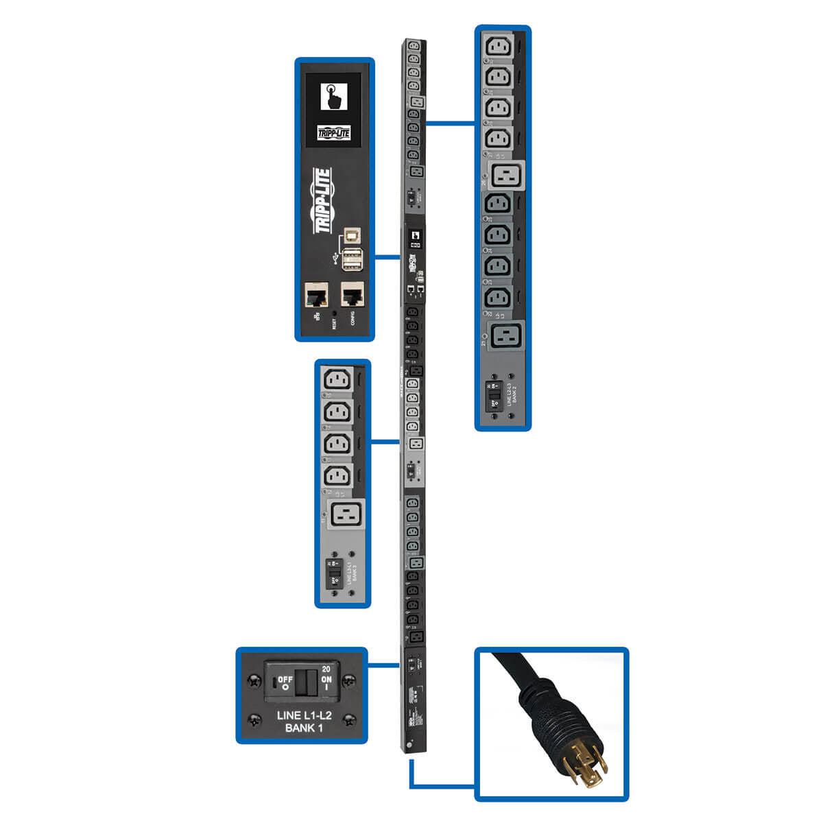 Tripp Lite Pdu3Evsr10L1530 Power Distribution Unit (Pdu) 30 Ac Outlet(S) 0U Black, Grey