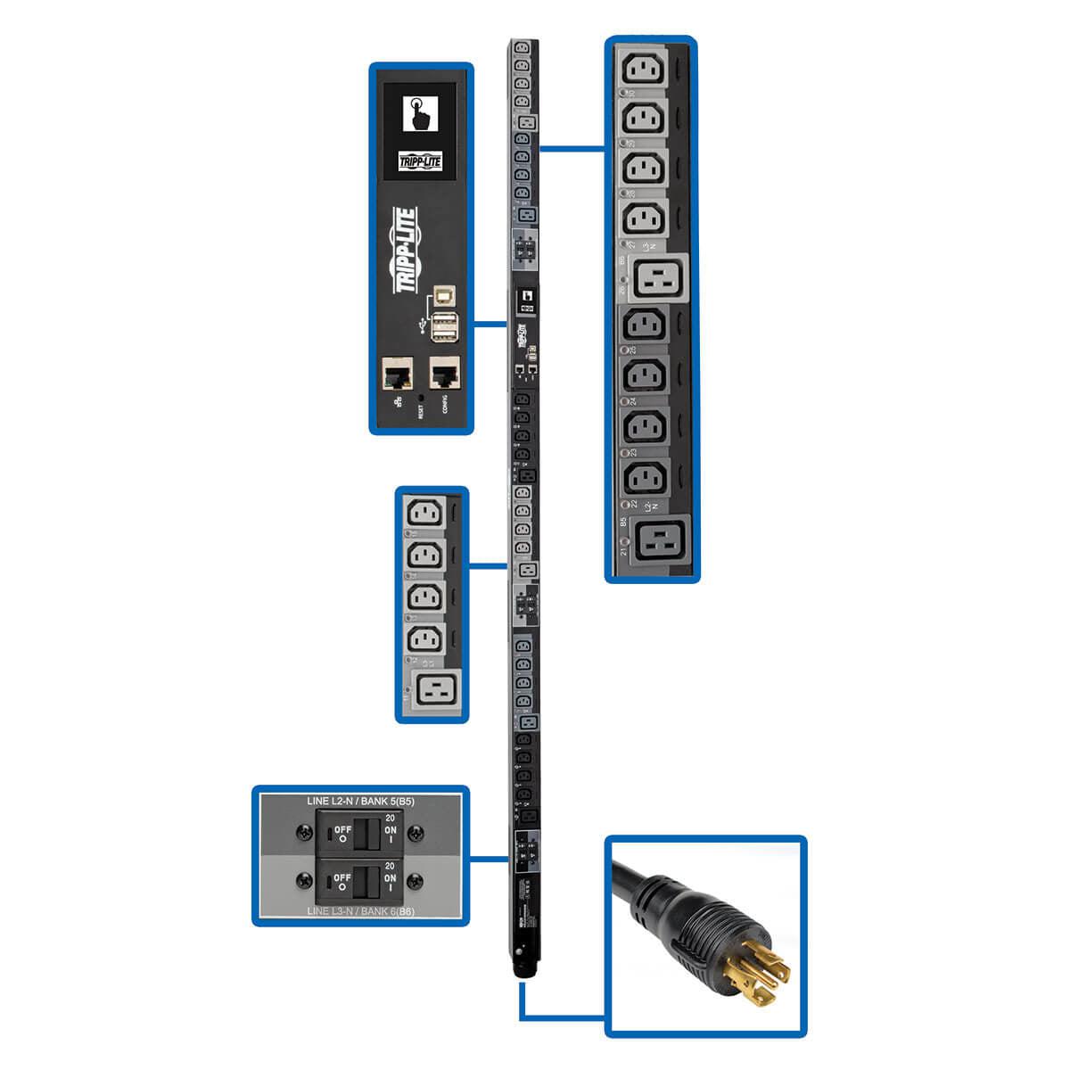 Tripp Lite Pdu3Xevsr6L230B Power Distribution Unit (Pdu) 30 Ac Outlet(S) 0U Black