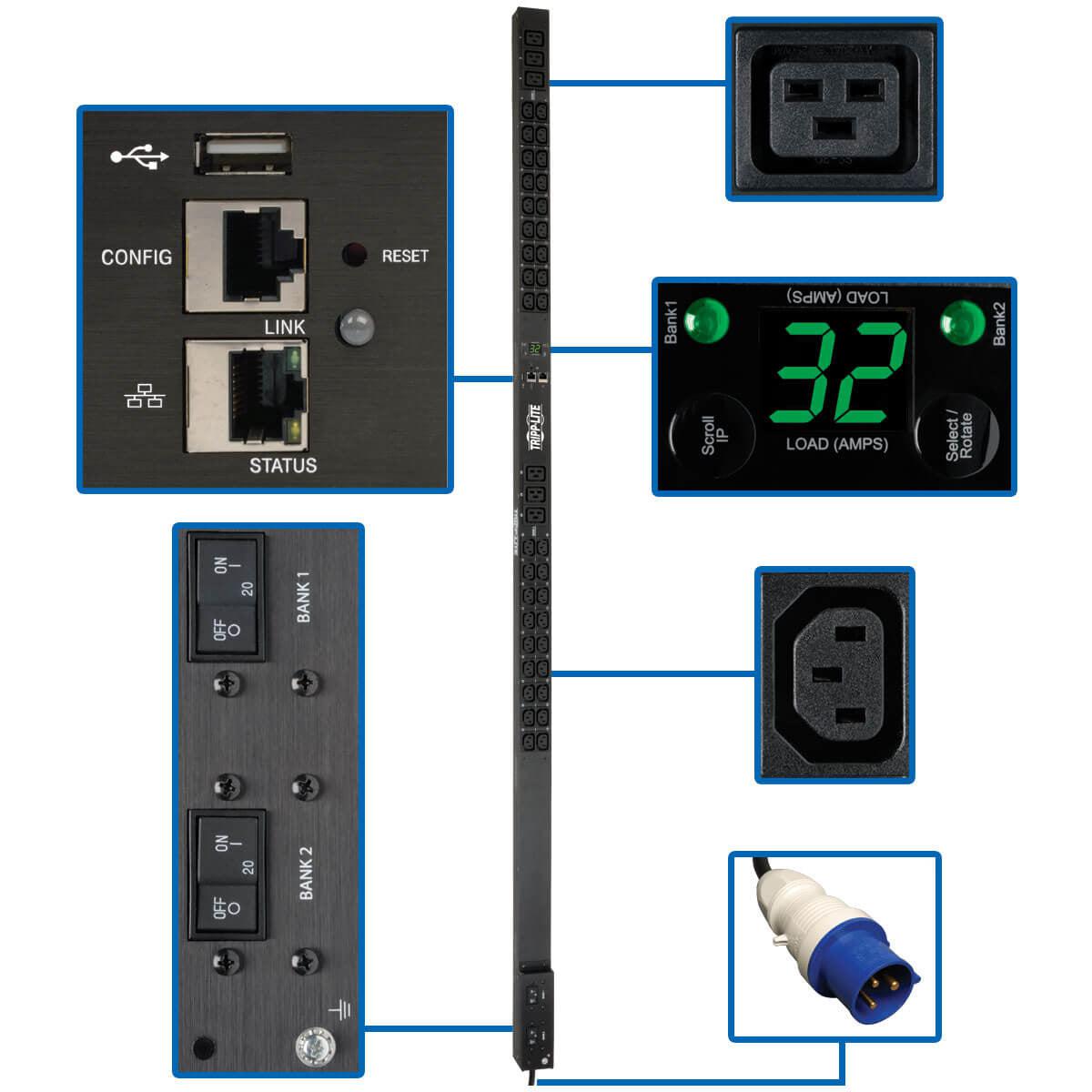 Tripp Lite Pdumnv32Hv2Lx 7.7Kw Single-Phase Monitored Pdu, Lx Interface, 200-240V Outlets (36