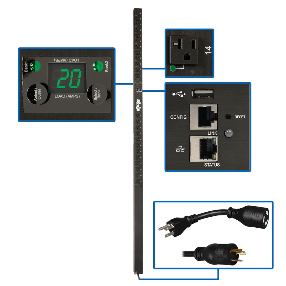 Tripp Lite Pdunvr20Lx Power Distribution Unit (Pdu) 24 Ac Outlet(S) 0U Black