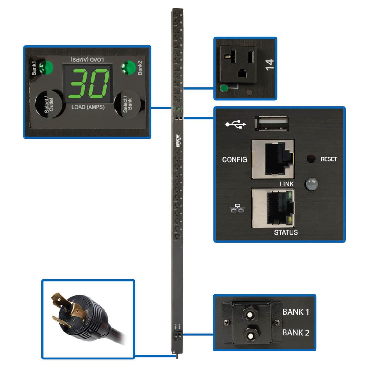 Tripp Lite Pdunvr30Lx Power Distribution Unit (Pdu) 24 Ac Outlet(S) 0U Black