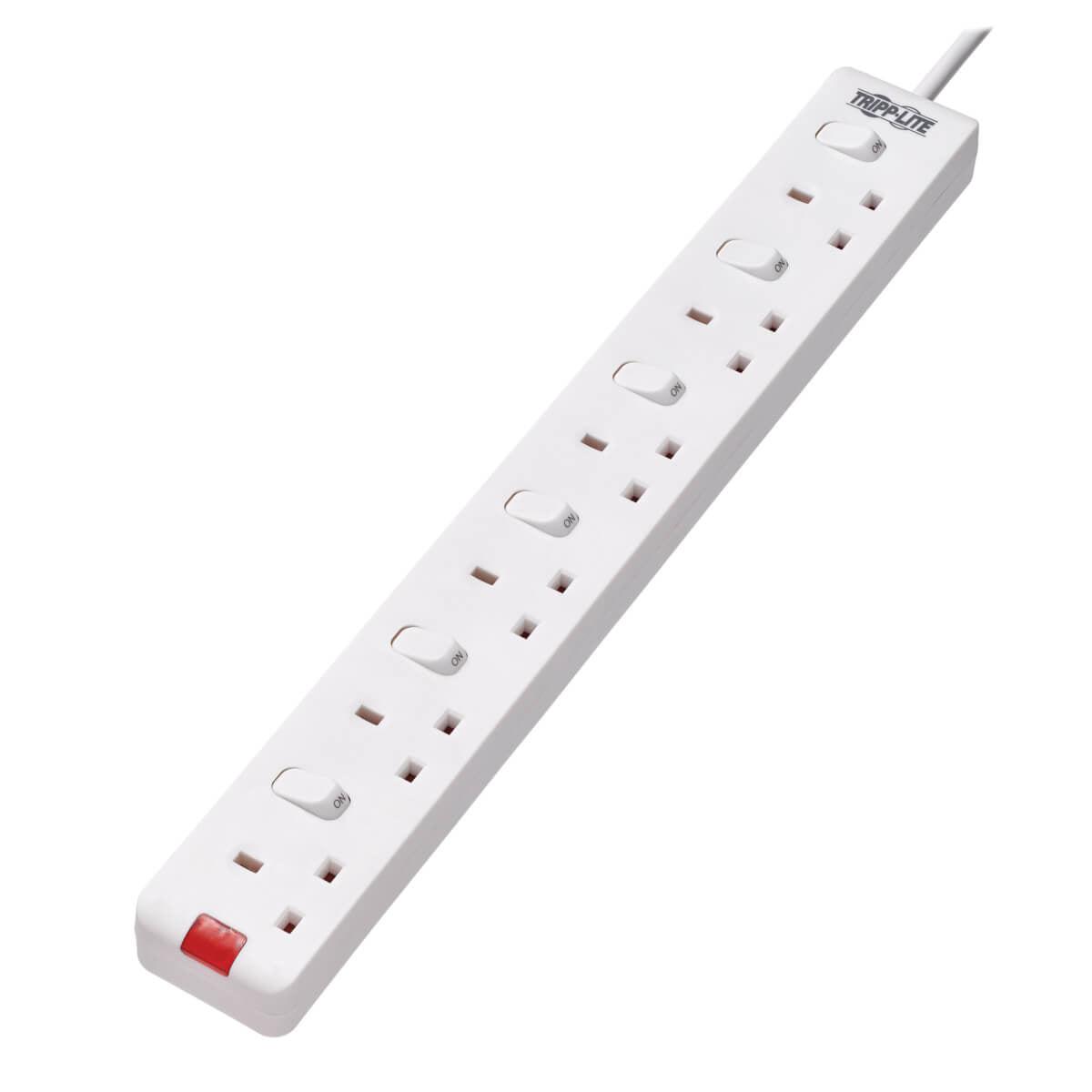 Tripp Lite Ps6B35W 6-Outlet Power Strip - British Bs1363A Outlets, Individually Switched, 220-250V, 13A, 3 M Cord, White