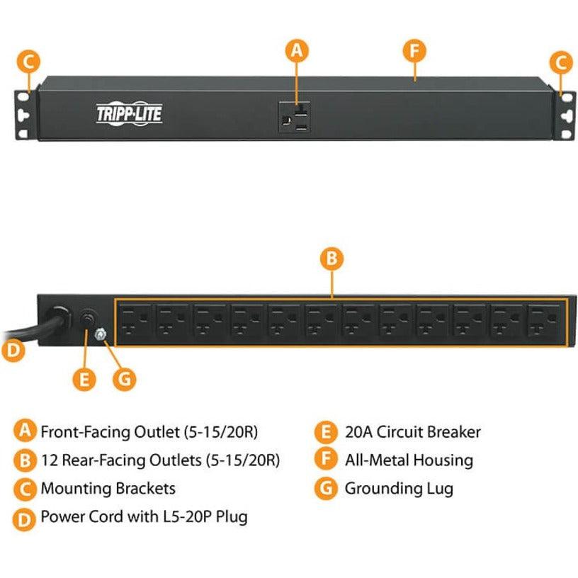 Tripp Lite Pdu1220T6 Power Distribution Unit (Pdu) 13 Ac Outlet(S) 0U/1U Black