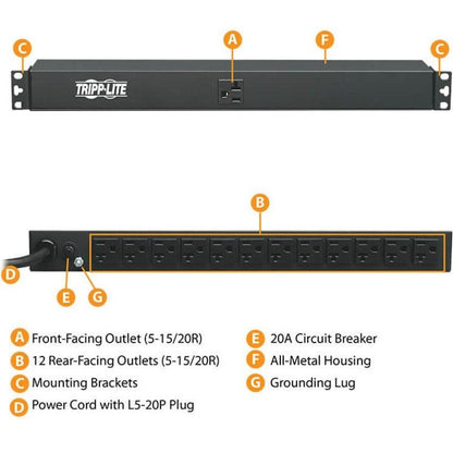 Tripp Lite Pdu1220T6 Power Distribution Unit (Pdu) 13 Ac Outlet(S) 0U/1U Black