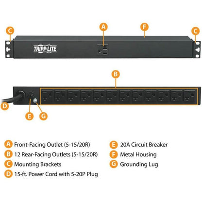 Tripp Lite Pdu1226 Power Distribution Unit (Pdu) 13 Ac Outlet(S) 0U/1U Black