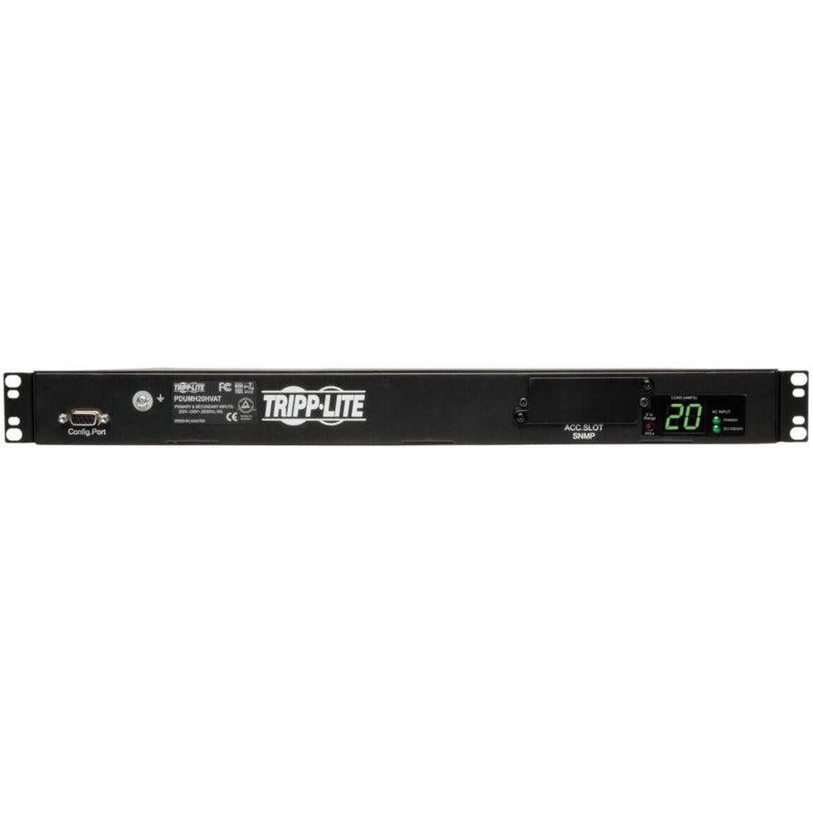 Tripp Lite Pdumh20Hvat 3.8Kw Single-Phase Local Metered Automatic Transfer Switch Pdu, Two 200-240V C20 Inlets, 8 C13 & 2 C19 Outputs, 1U, Taa