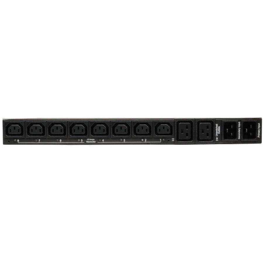 Tripp Lite Pdumh20Hvat 3.8Kw Single-Phase Local Metered Automatic Transfer Switch Pdu, Two 200-240V C20 Inlets, 8 C13 & 2 C19 Outputs, 1U, Taa