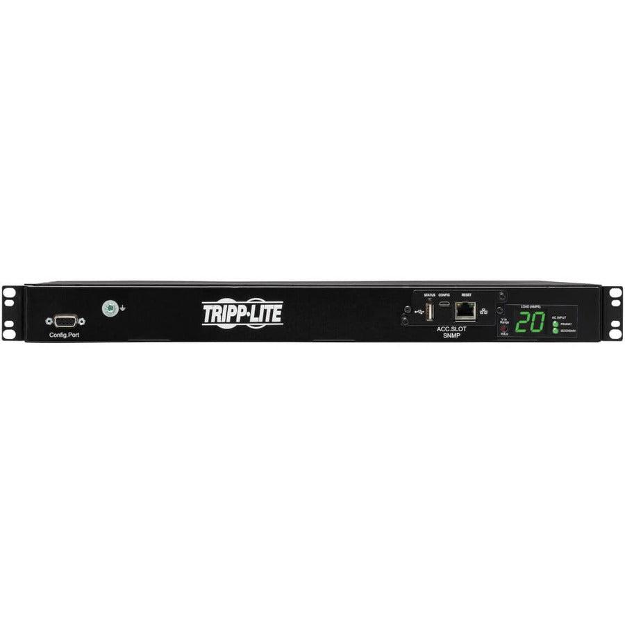Tripp Lite Pdumh20Hvatnet 3.8Kw Single-Phase Switched Automatic Transfer Switch Pdu, Two 200-240V C20 Inlets, 8 C13 & 2 C19 Outputs, 1U, Taa