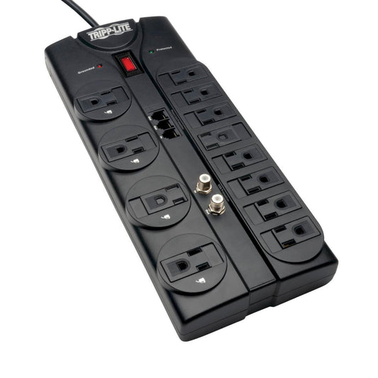 Tripp Lite Protect It! 12-Outlet Surge Protector, 8-Ft. Cord, 2880 Joules, Tel/Modem/Coaxial Protection
