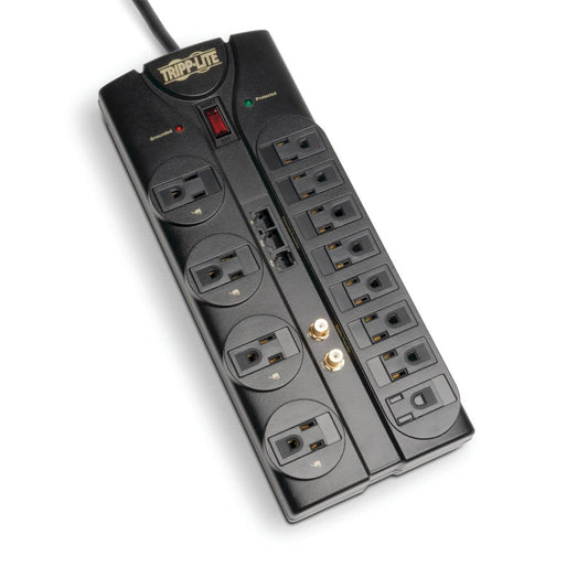 Tripp Lite Protect It! 12-Outlet Surge Protector, 8-Ft. Cord, 2880 Joules, Tel/Modem/Coaxial/Ethernet Protection