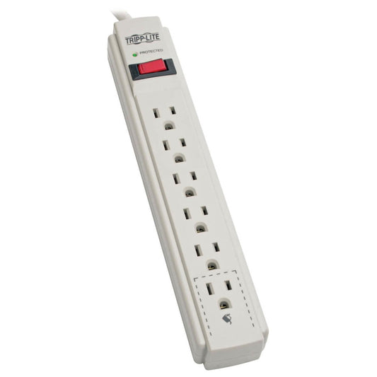 Tripp Lite Protect It! 6-Outlet Surge Protector, 8-Ft. Cord, 990 Joules, Low-Profile Right-Angle 5-15P Plug