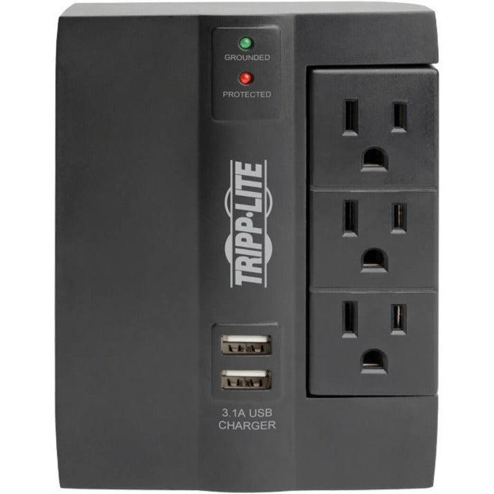 Tripp Lite Protect It! 6-Outlet Surge Protector With 3 Rotatable Outlets – Direct Plug-In, 1080 Joules, 2 Usb Ports