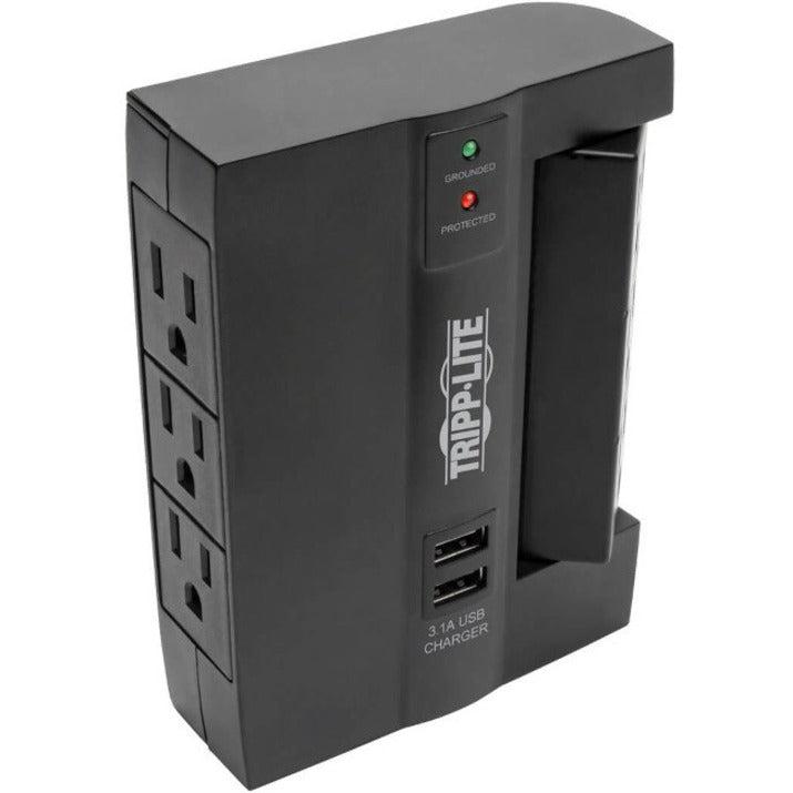 Tripp Lite Protect It! 6-Outlet Surge Protector With 3 Rotatable Outlets – Direct Plug-In, 1080 Joules, 2 Usb Ports