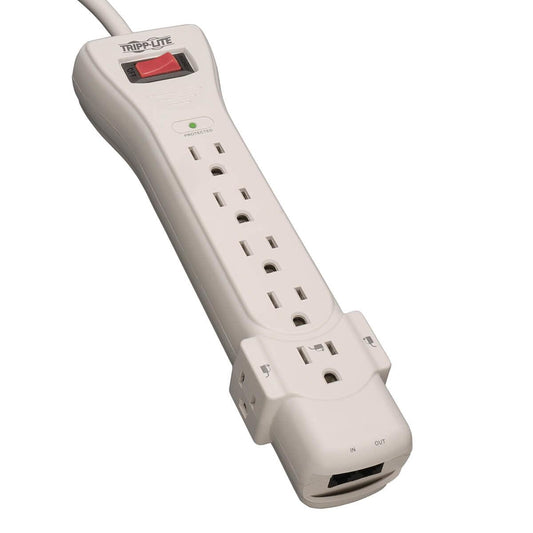 Tripp Lite Protect It! 7-Outlet Surge Protector, 6-Ft. Cord, 1080 Joules, Fax/Modem Protection, Rj11