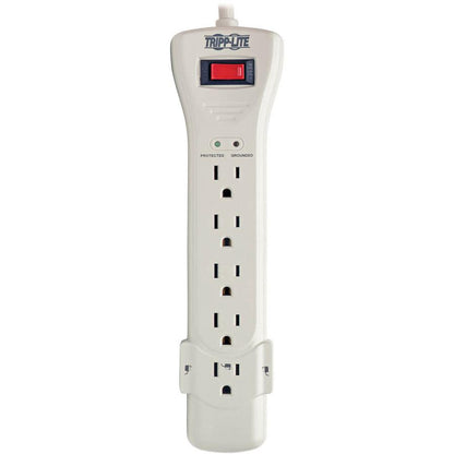 Tripp Lite Protect It! 7-Outlet Surge Protector, 7 Ft. Cord With Right-Angle Plug, 2160 Joules, Diagnostic Leds, Light Gray Housing