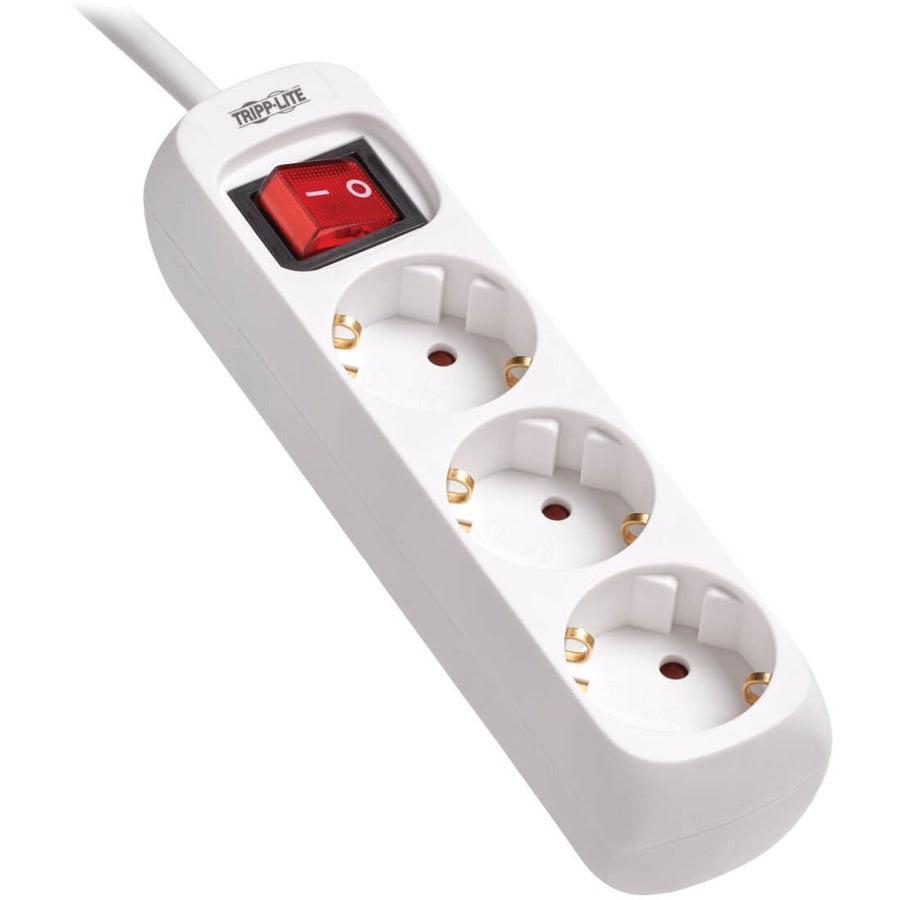 Tripp Lite Ps3G15 3-Outlet Power Strip - German Type F Schuko Outlets, 220-250V, 16A, 1.5 M Cord, Schuko Plug, White