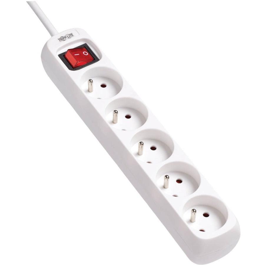 Tripp Lite Ps5F15 5-Outlet Power Strip - French Type E Outlets, 220-250V Ac, 16A, 1.5 M Cord, Type E Plug, White