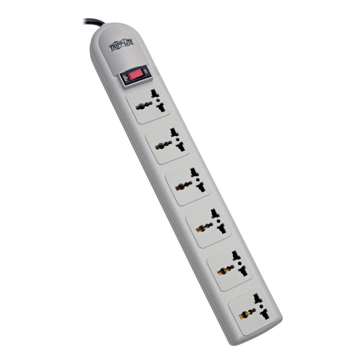 Tripp Lite Super6Omnib Protect It! 230V 6-Universal Outlet Surge Protector, 1.8M Cord, British Plug, 750 Joules
