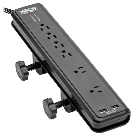 Tripp Lite Safe-It 6-Outlet Surge Protector - 2 Usb Ports, 8 Ft. Cord, 5-15P Plug, 2100 Joules, Antimicrobial Protection, Black
