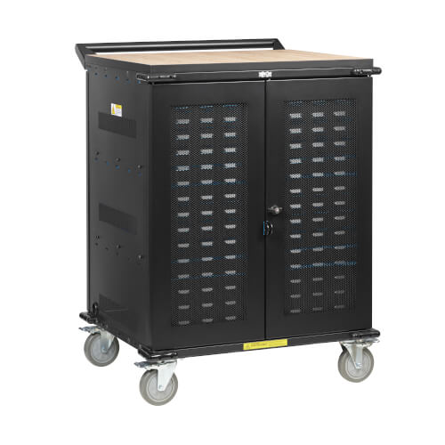 Tripp Lite Safe-It Uv Locking Storage Cart For Mobile Devices And Av Equipment, Wood-Grain Top