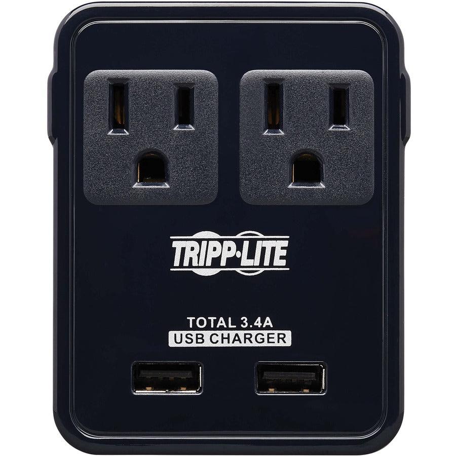 Tripp Lite Sk2Utravam Safe-It 2-Outlet Universal Travel Charger - 5-15R Outlets, 2 Usb Ports, Direct