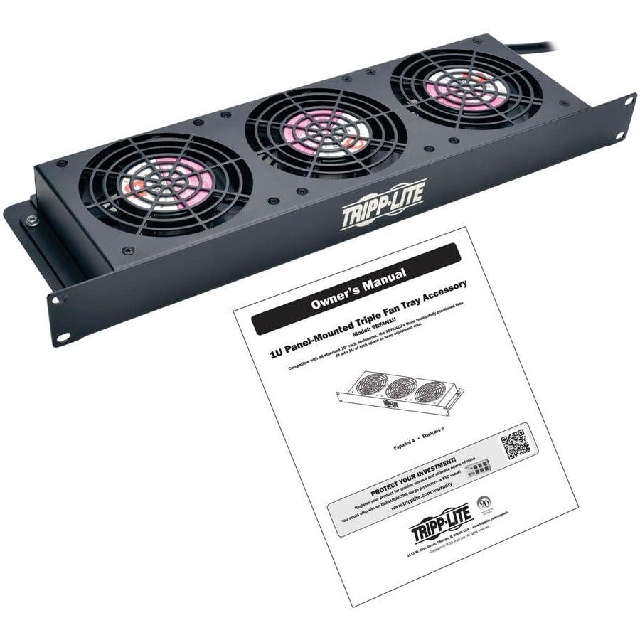 Tripp Lite Smartrack 1U Fan Tray, 3 120V High-Performance Fans, 210 Cfm, 5-15P Plug