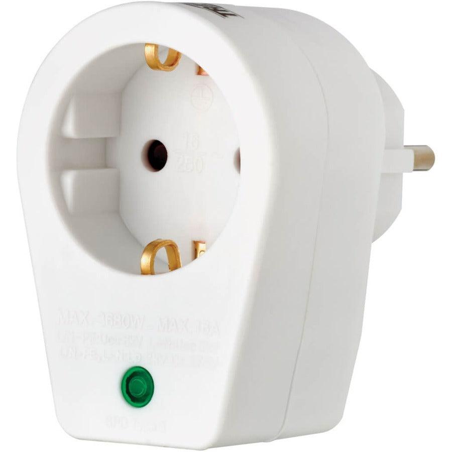 Tripp Lite Tlp1G 1-Outlet Surge Protector - German Type F Schuko Outlet, 220-250V Ac, 16A, Direct Plug, Schuko Plug, White