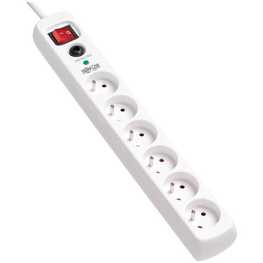 Tripp Lite Tlp6F18 6-Outlet Surge Protector - French Type E Outlets, 220-250V Ac, 16A, 1.8 M Cord, Type E Plug, White