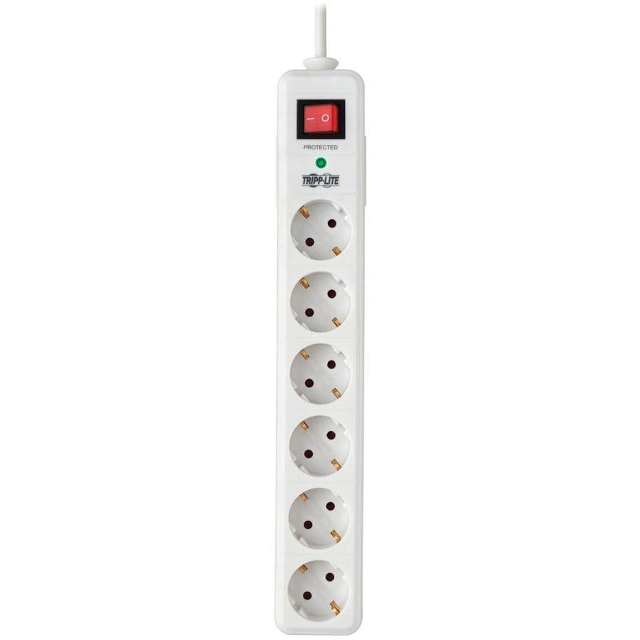 Tripp Lite Tlp6G18 6-Outlet Surge Protector - German Type F Schuko Outlets, 220-250V Ac, 16A, 1.8 M Cord, Schuko Plug, White