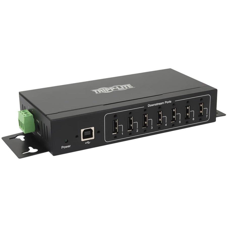 Tripp Lite U223-007-Ind-1 7-Port Industrial-Grade Usb 2.0 Hub - 15 Kv Esd Immunity, Metal Housing, Wall/Din Mountable