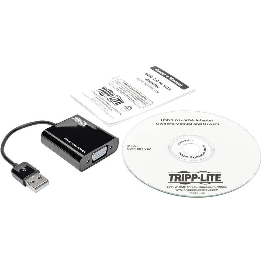 Tripp Lite U244-001-Vga Usb 2.0 To Vga Dual/Multi-Monitor External Video Graphics Card Adapter With Built-In Usb Cable, 128 Mb Sdram, 1080P @ 60 Hz