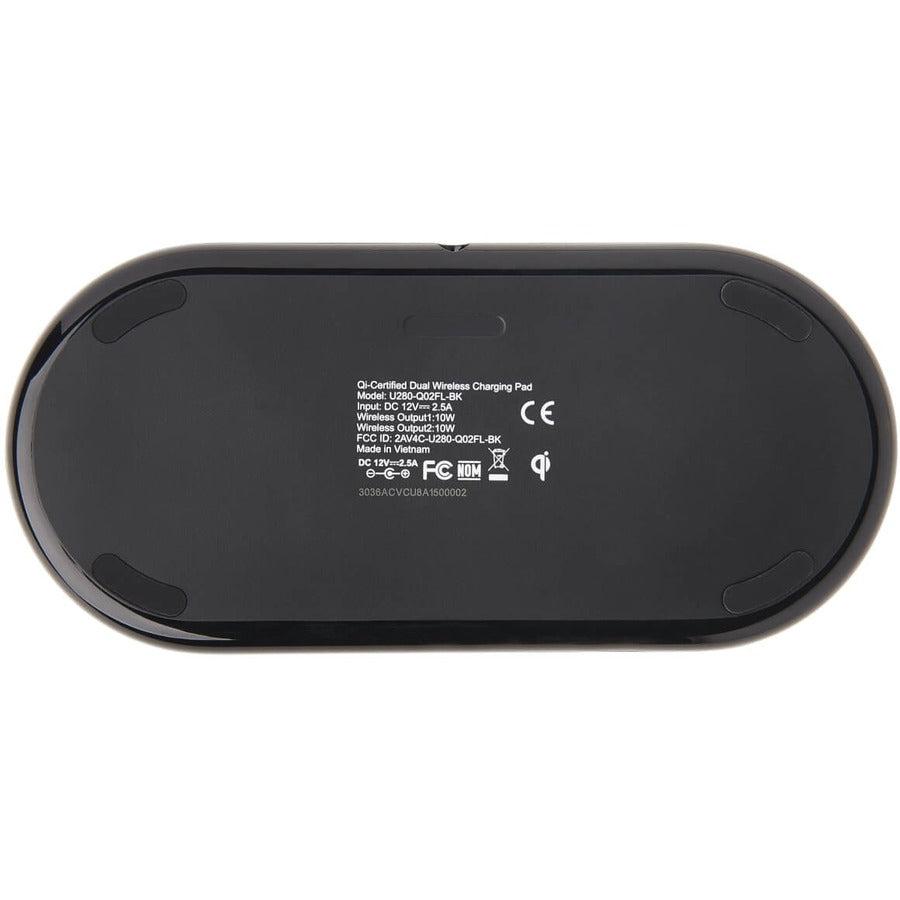 Tripp Lite U280-Q02Fl-Bk Dual Wireless Charging Pad, Qi-Certified, Black
