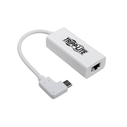 Tripp Lite U436-06N-Gbw-Ra Usb-C To Gigabit Network Adapter With Right Angle Usb-C, Thunderbolt 3 Compatibility - White