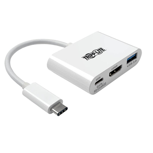 Tripp Lite U444-06N-H4U-C Usb-C To Hdmi 4K Adapter With Usb-A Port And Pd Charging, Hdcp, White