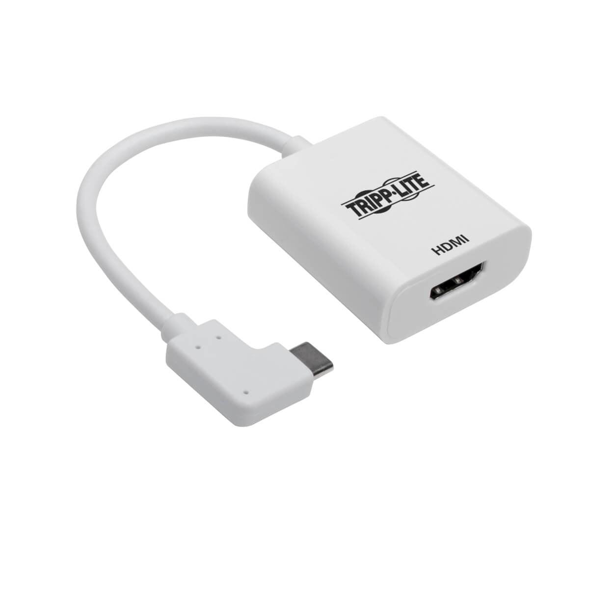 Tripp Lite U444-06N-Hd4Kra Usb-C To Hdmi Adapter (M/F) 4K 60 Hz, Hdcp 2.2, Right-Angle Usb-C, White